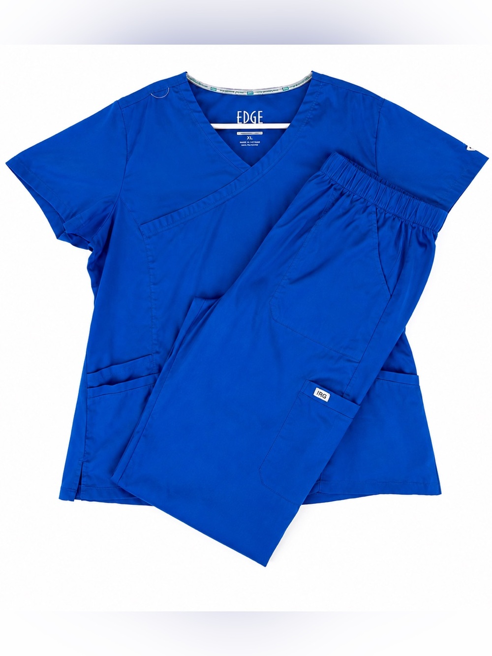 IRG Edge Women’s Scrub Set XL Top Large Petite Pants Royal Blue Medical